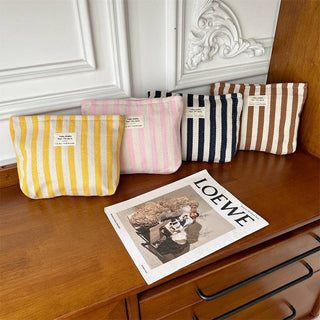 Striped Color Block Make Up Bag