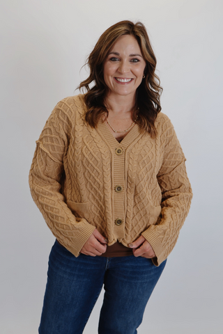 Harvest Cable Knit Cropped Cardigan