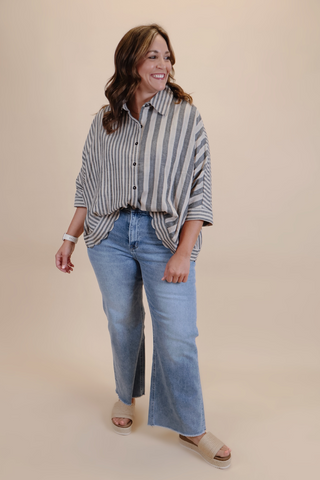 Harmony Striped Button-Up Top