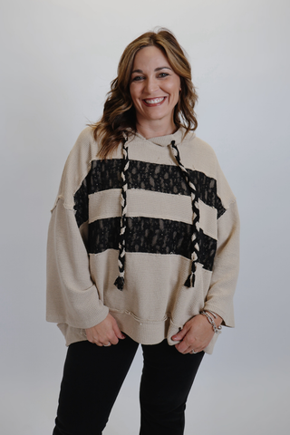 Lace Dreams Waffle Knit Hoodie