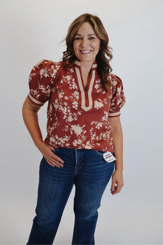 Vintage Rosewood Floral Blouse