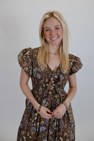 Woodland Whimsy Smocked Midi Dress