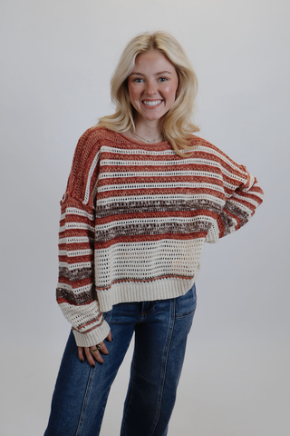 Striped Long Sleeve Knit Top