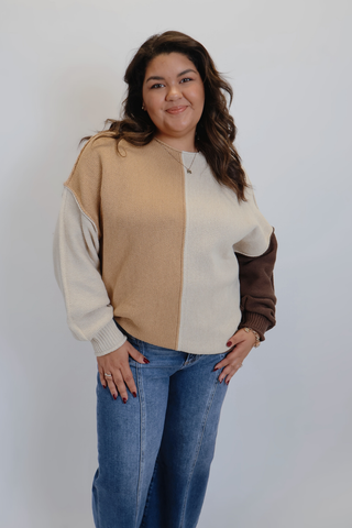 Brown Sugar Colorblock Sweater