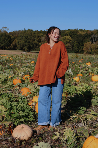 Rustic Charm Henley Knit Sweater