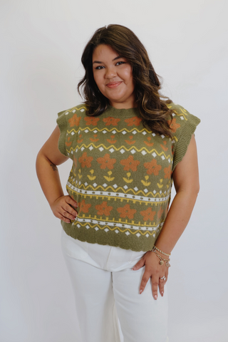 Retro Bloom Knit Vest