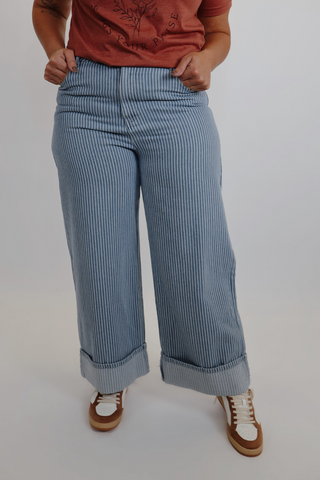 Coastal Stride Cuffed Denim Pants
