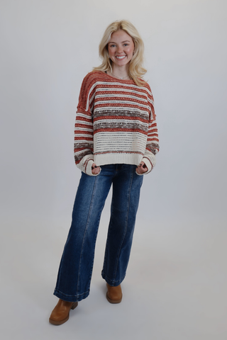 Striped Long Sleeve Knit Top