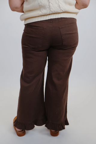 Ruffle Hem Wide Leg Pants