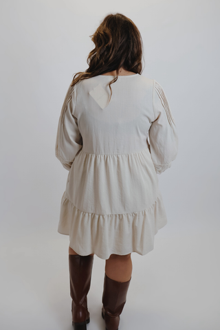 Boho Lace Pintuck Mini Dress