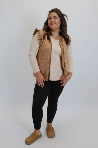 The Willow Ruffle Quilted Vest