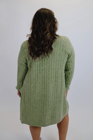 Olive Dreams Long Ribbed Cardigan