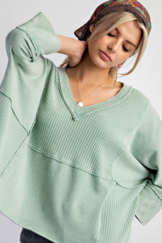 Mint Condition Waffle Knit Top in Plus