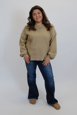 Waffle Lane Raw Edge Pullover