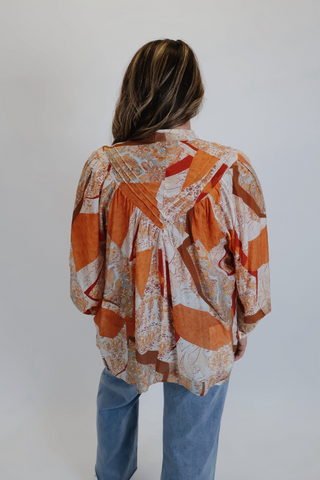 Geometric Paisley Patchwork Top