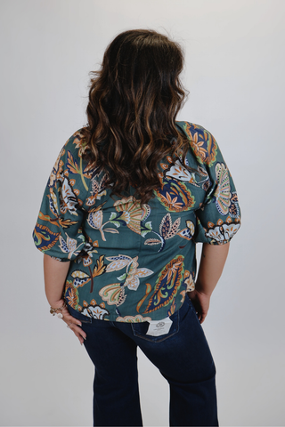 Paisley Breeze Puff Sleeve Blouse