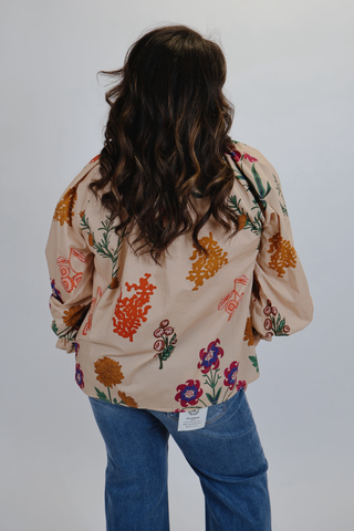 Wild Bloom Contrast Trim Top