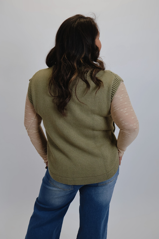 Olive Side Button Sweater Vest