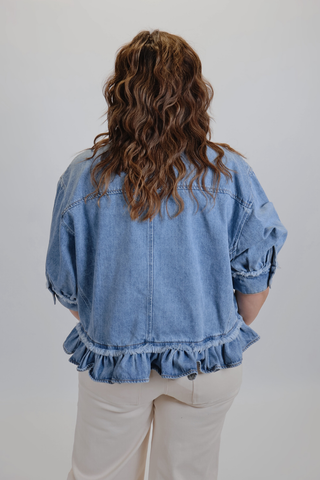 Ruffled Edge Denim Shirt