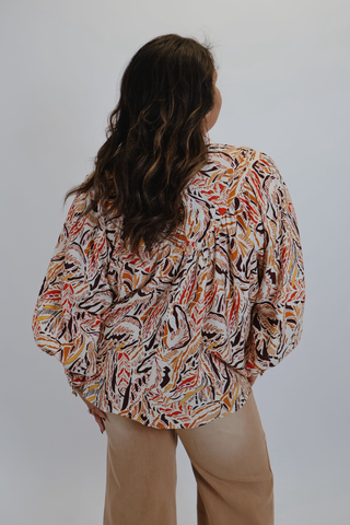 Isla Printed Button-Down Blouse