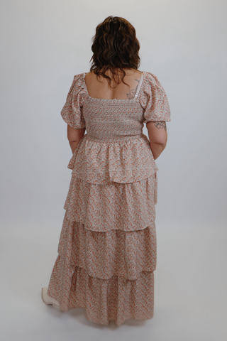 Blushing Petals Smocked Maxi Dress