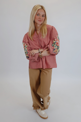 Rustic Rose Stripe Blouse