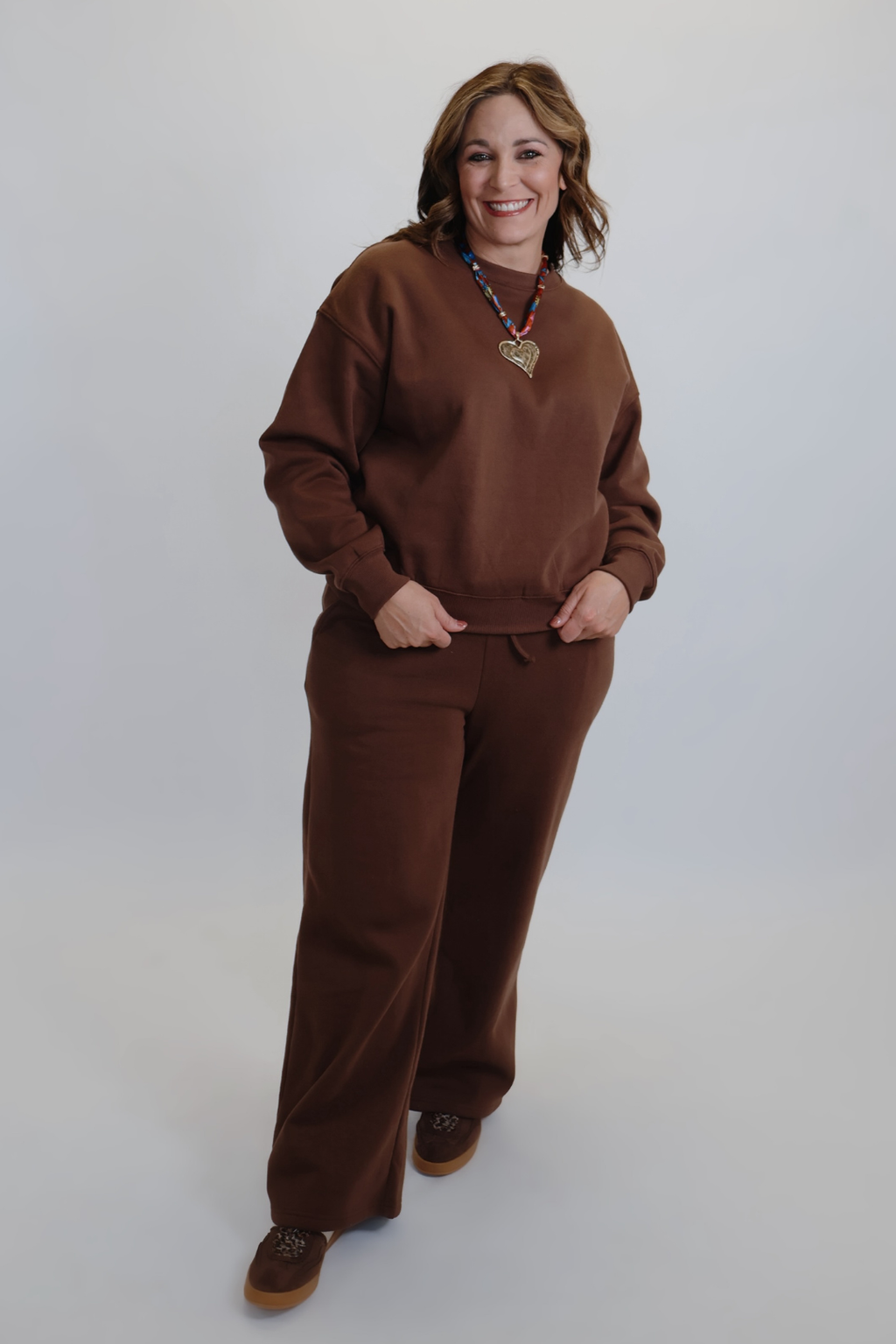 【新品未開封 在庫ラスト】RIB KNIT LOUNGE SET / BROWN Scuba Knit Lounge Set in Plus – Pretty Please Boutique