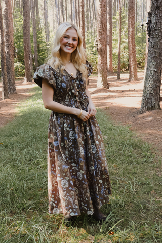 Woodland Whimsy Smocked Midi Dress