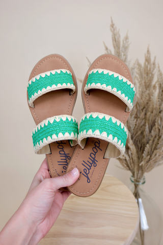 Ramie Green Raffia Sandals