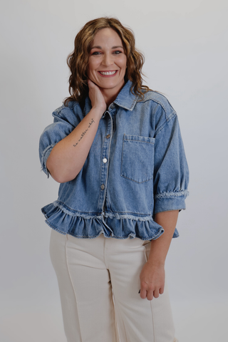 Ruffled Edge Denim Shirt
