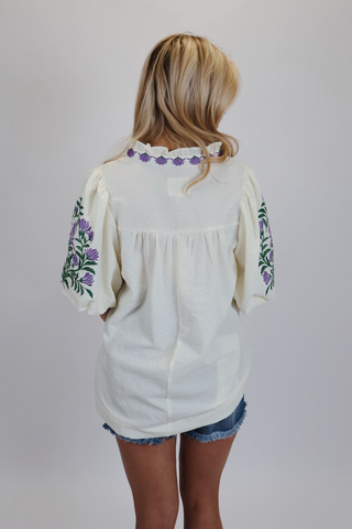 Joyful Bloom Embroidered Blouse