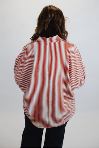 Savannah Stripe Embroidered Blouse in Plus