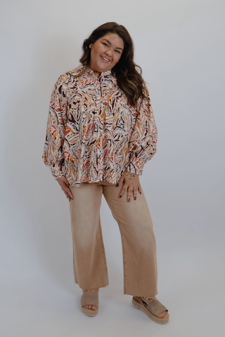 Isla Printed Button-Down Blouse