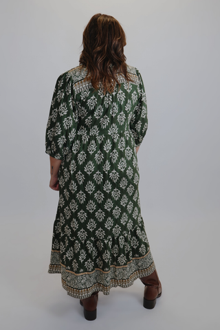 Sage Meadow Abstract Border Midi Dress