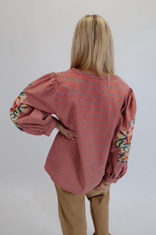 Rustic Rose Stripe Blouse