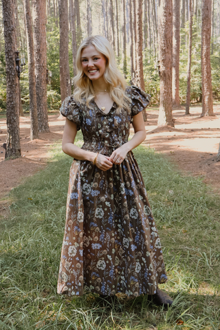 Woodland Whimsy Smocked Midi Dress