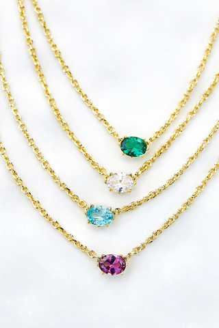 Cailin Gold Pendant Necklace in Green Crystal