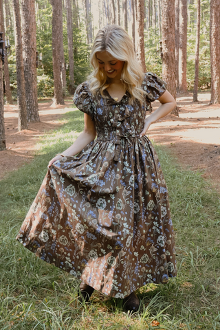 Woodland Whimsy Smocked Midi Dress