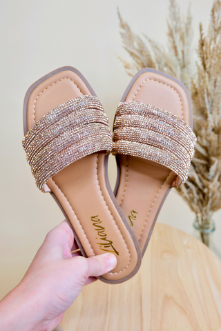 Jennifer Rose Gold Sparkle Sandals