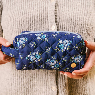 Essentials Quilted Cosmetic Pouch-Endless Daydream Navy