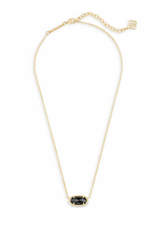 Elisa Gold Pendant Necklace in Black Opaque Glass