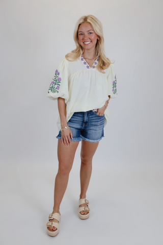 Joyful Bloom Embroidered Blouse