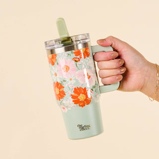 20 oz Lifestyle Flip Straw Tumbler-Bouquet Beauty Sage