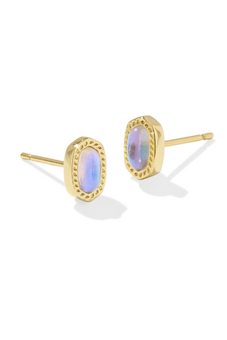 Mini Ellie Gold Stud Earrings - Dichroic Glass