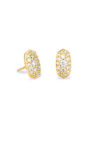 Grayson Gold Stud Earrings in White CZ
