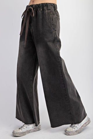 Mineral Washed Denim Wide Pants