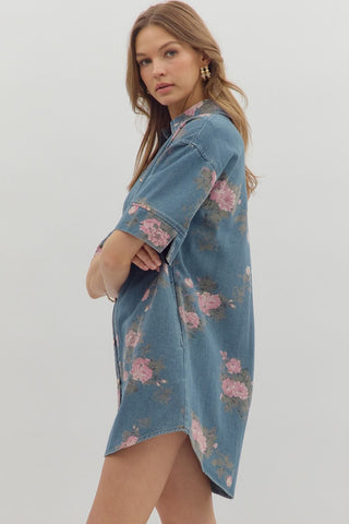Blossom Denim Shirt Dress