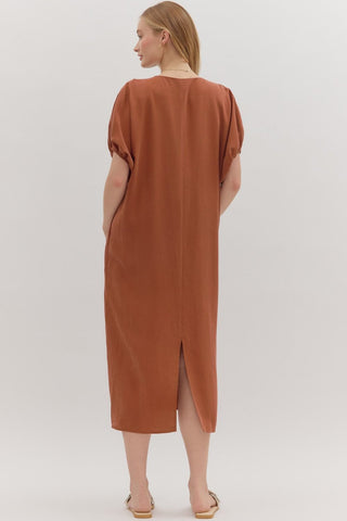 Luxe Ease Puff Sleeve Midi Dress