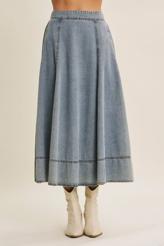Savannah Flare Denim Midi Skirt