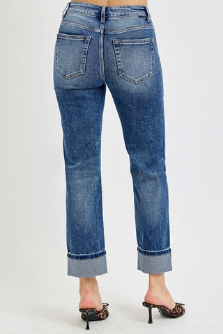 Zoey High-Rise Cuffed Straight Jeans